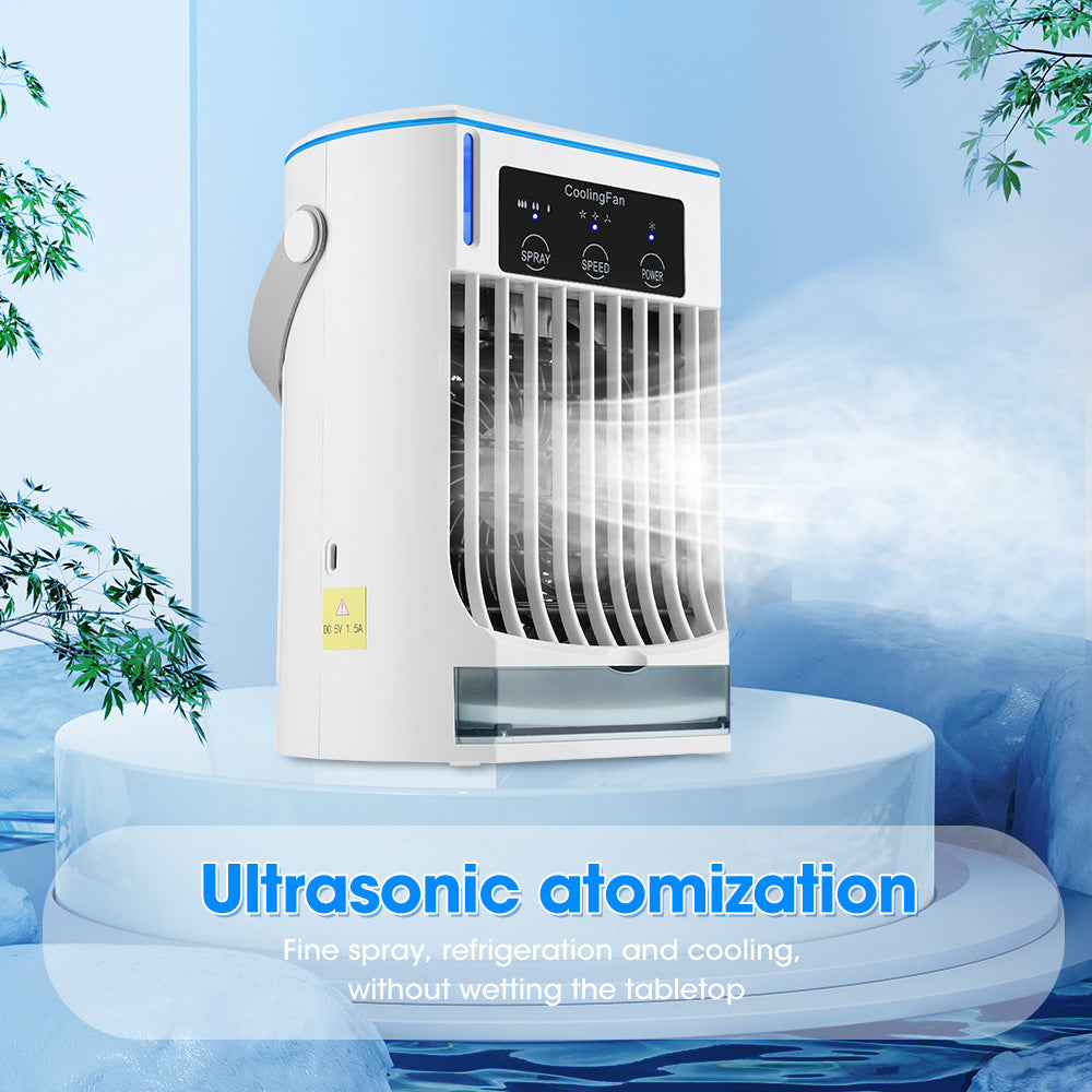 Portable Air Cooler USB Desk Fan Mist Humidifier Personal Bladeless - Image 3