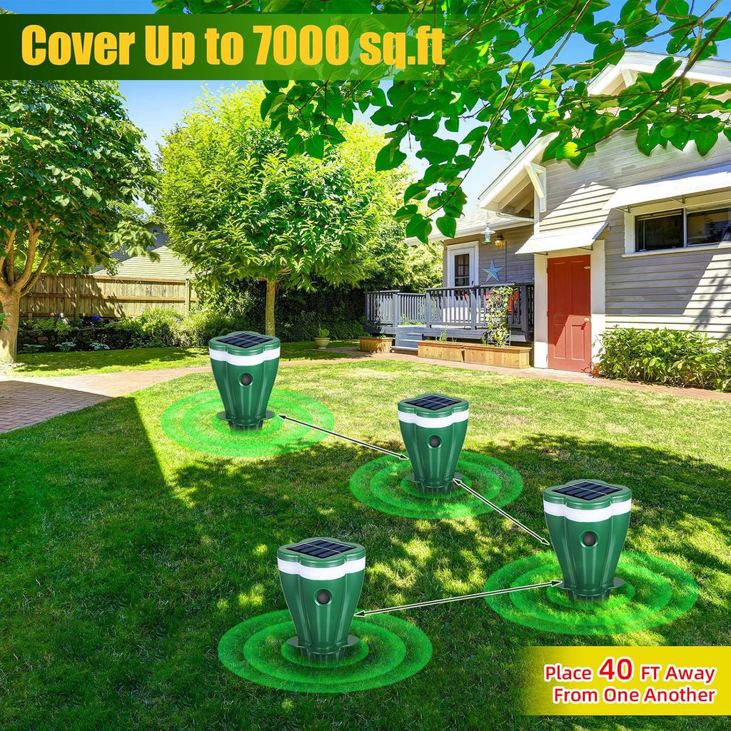 Solar Mole Repellent Stakes Waterproof Sonic Vole Gopher Deterrent Yard