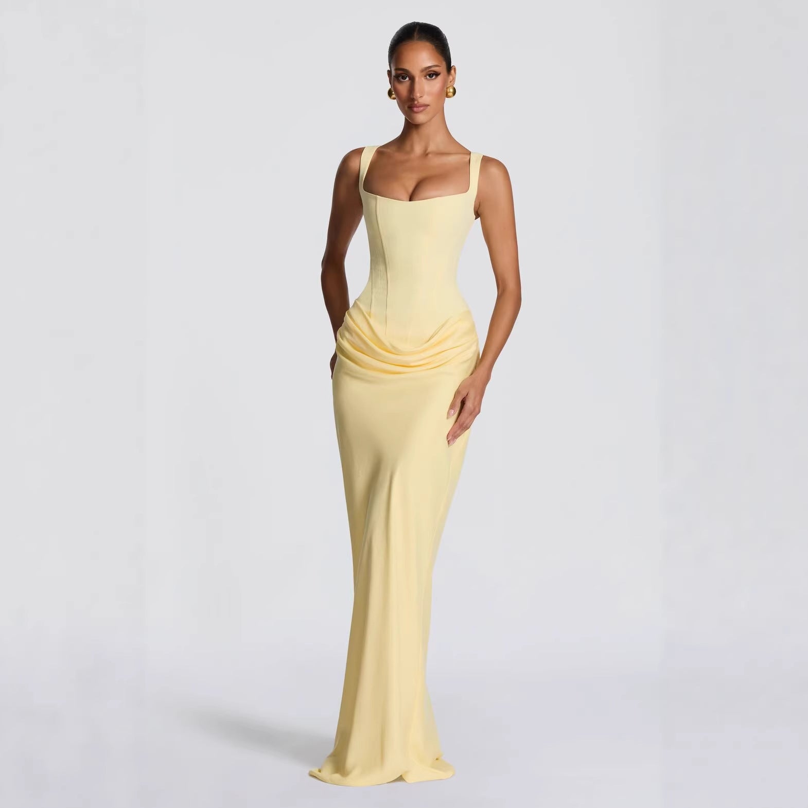 Long Sleeve Bodycon Maxi Dress Fitted Elegant Fishtail Cocktail Gown - Image 4