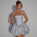Halter Mini Dress Bodycon Ruched Bow Tie Summer Going Out Dress
