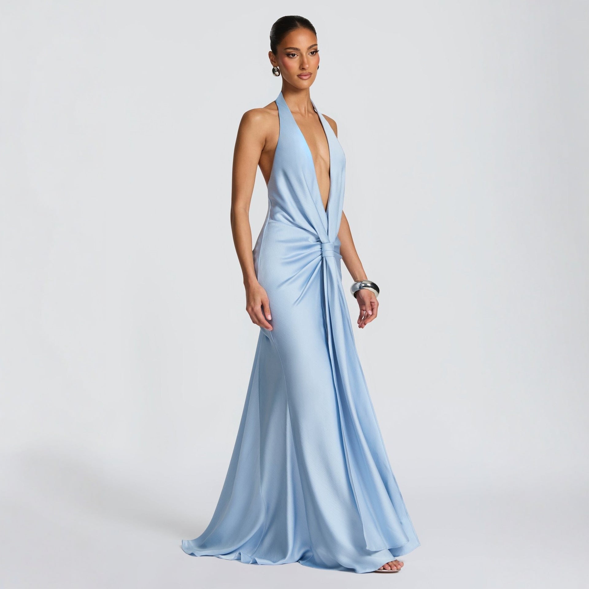 Halter Maxi Dress Backless Slit Sexy Summer Long Dress - Image 2