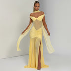 Off Shoulder Mermaid Dress Bodycon Formal Evening Gown Summer Party Maxi