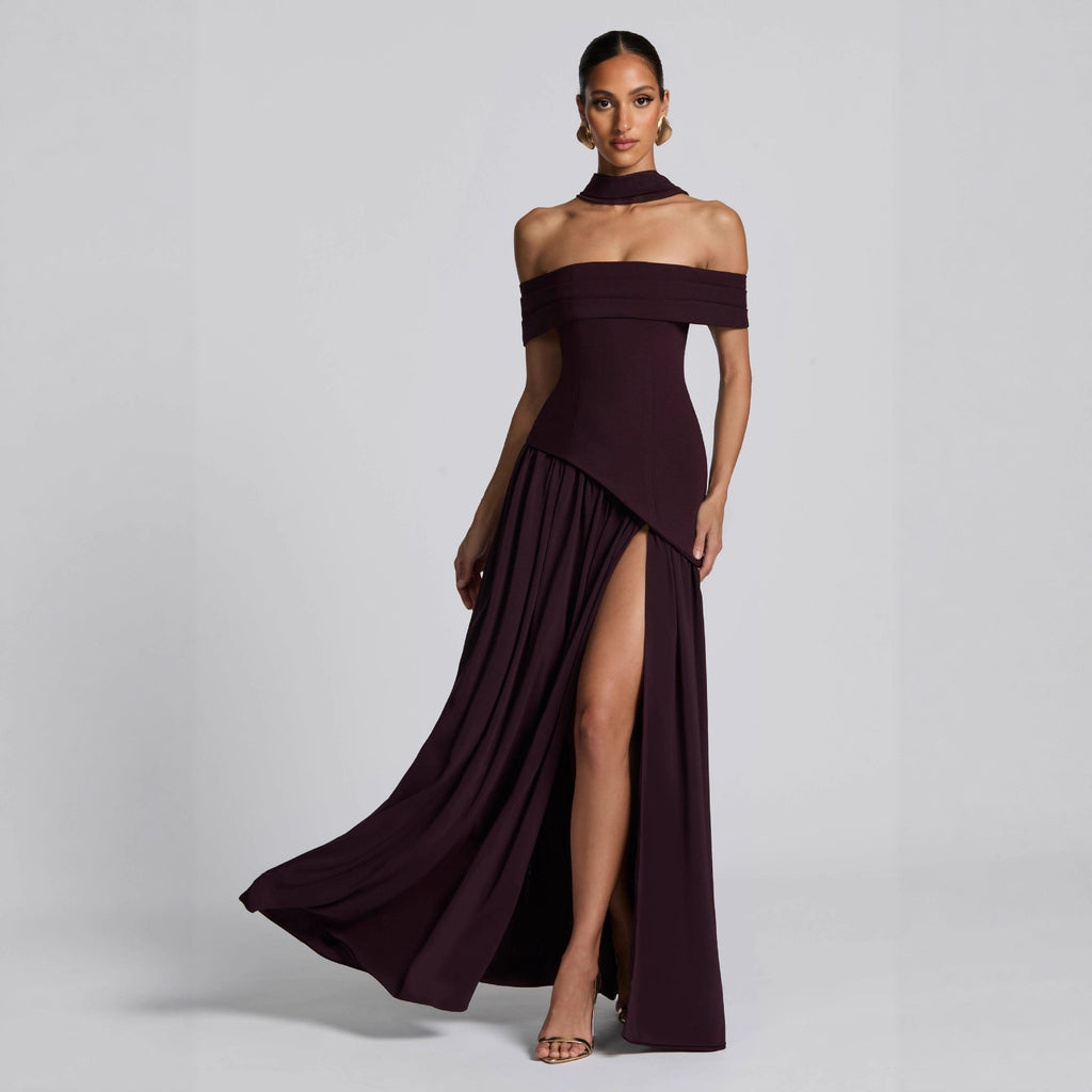 Women's Backless Maxi Dress High Slit Strapless Bodycon Party Gown - Image 3