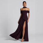 Women's Backless Maxi Dress High Slit Strapless Bodycon Party Gown - Image 3