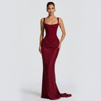 Long Sleeve Bodycon Maxi Dress Fitted Elegant Fishtail Cocktail Gown