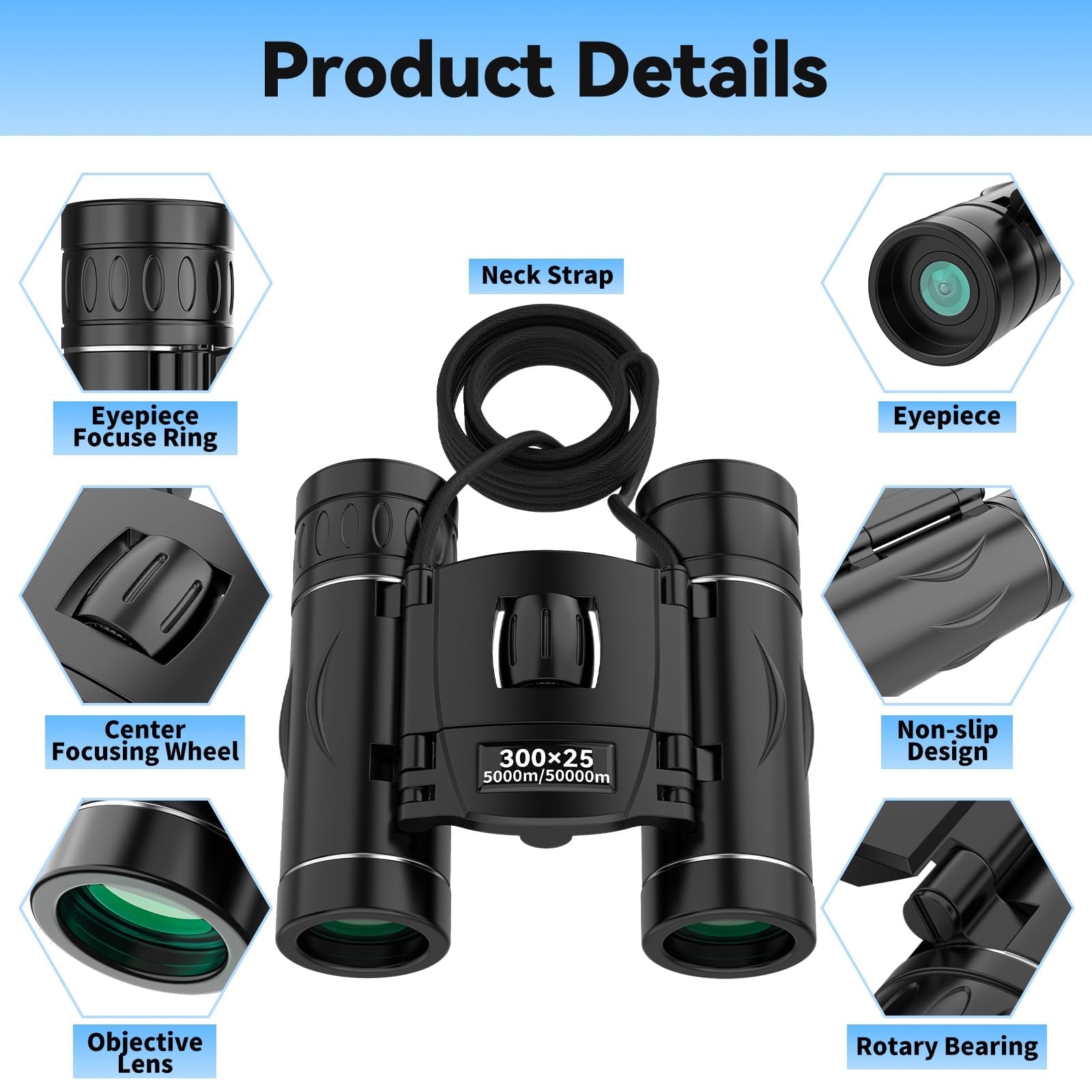 Portable 40X Binoculars Wide-View Travel & Adventure Use