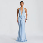 Halter Maxi Dress Backless Slit Sexy Summer Long Dress