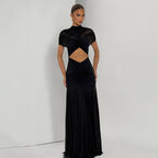 Women's Bodycon Maxi Dress Ruched Cut Out Sexy Party Long Dress