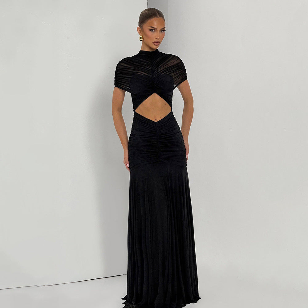 Women's Bodycon Maxi Dress Ruched Cut Out Sexy Party Long Dress