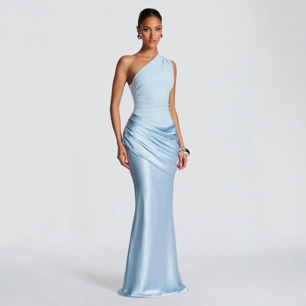 Satin Maxi Dress Long Sleeve Bodycon Mermaid Evening Gown - Image 4