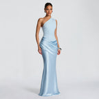 Satin Maxi Dress Long Sleeve Bodycon Mermaid Evening Gown - Image 4
