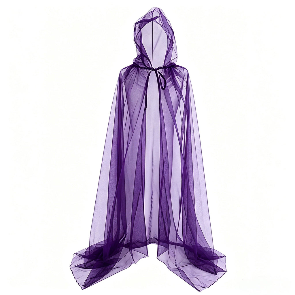 Gothic Sheer Mesh Hooded Cape Floor Length - Image 7