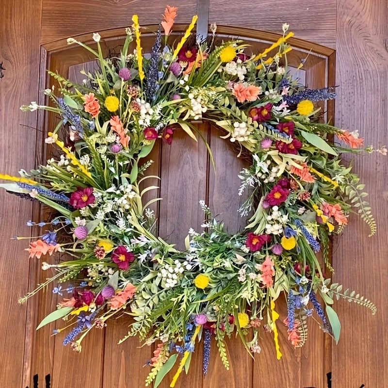 Decorative Floral Wreath Texas Wildflower Design for Front Door