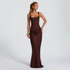 Long Sleeve Bodycon Maxi Dress Fitted Elegant Fishtail Cocktail Gown - Image 2