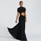 Women's Bodycon Maxi Dress Ruched Cut Out Sexy Party Long Dress - Image 2