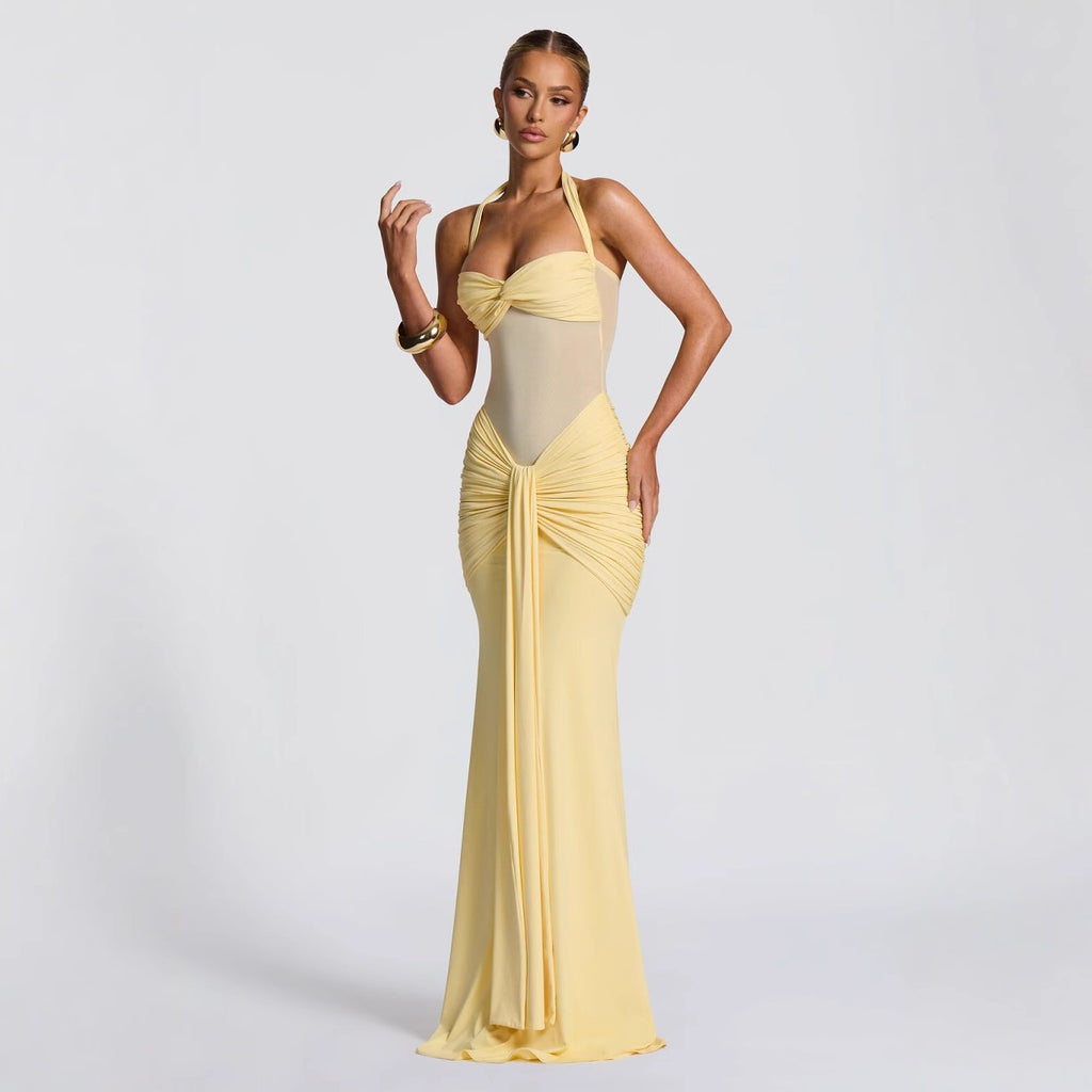 Mesh Fishtail Dress Bodycon Maxi Sleeveless Bodycon Slip Long Party Dress - Image 4