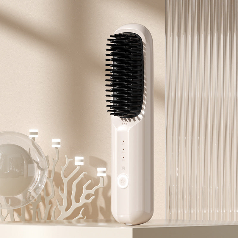 Cordless Hair Straightener Brush Portable Negative Ion Ceramic Hot Comb