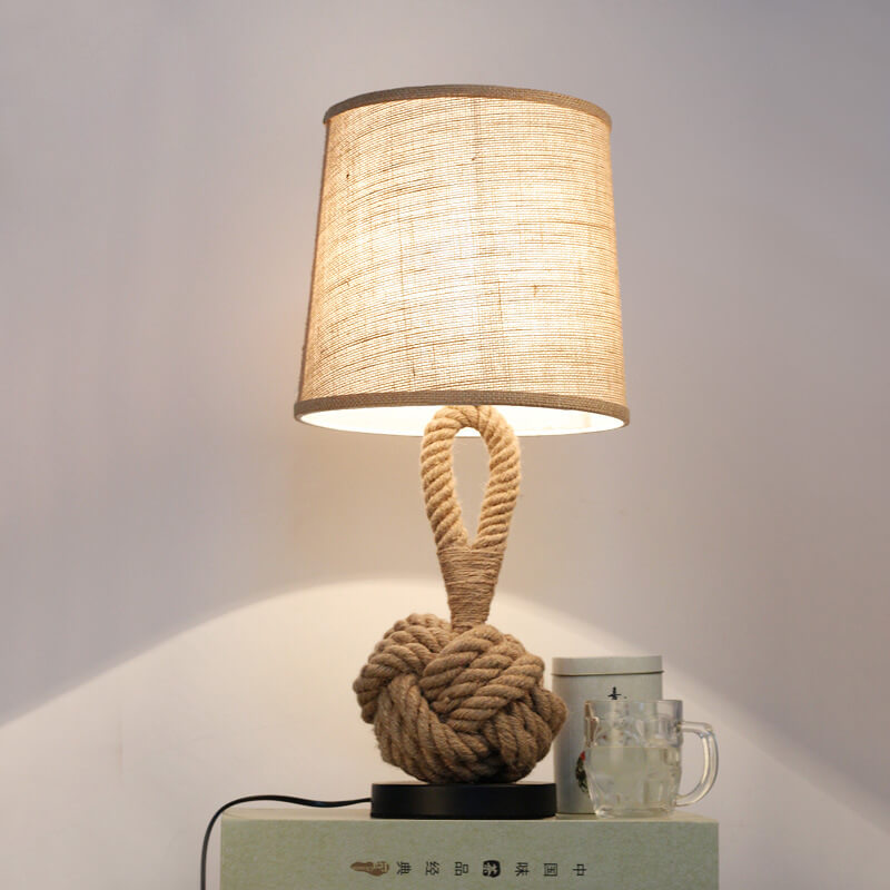 Vintage Fabric Twine Knot 1-Light Table Lamps - Image 2