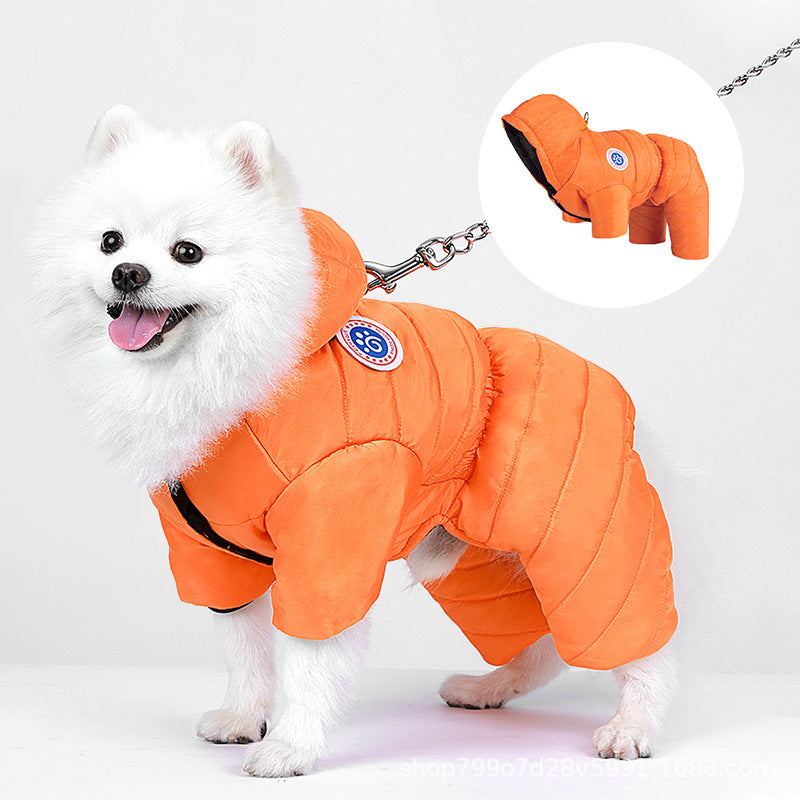 Dog Winter Coat Harness Full Body Fleece Lined Windproof Snowsuit