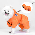 Dog Winter Coat Harness Full Body Fleece Lined Windproof Snowsuit