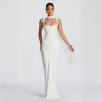 Long Sleeve Bodycon Maxi Dress Fitted Elegant Fishtail Cocktail Gown