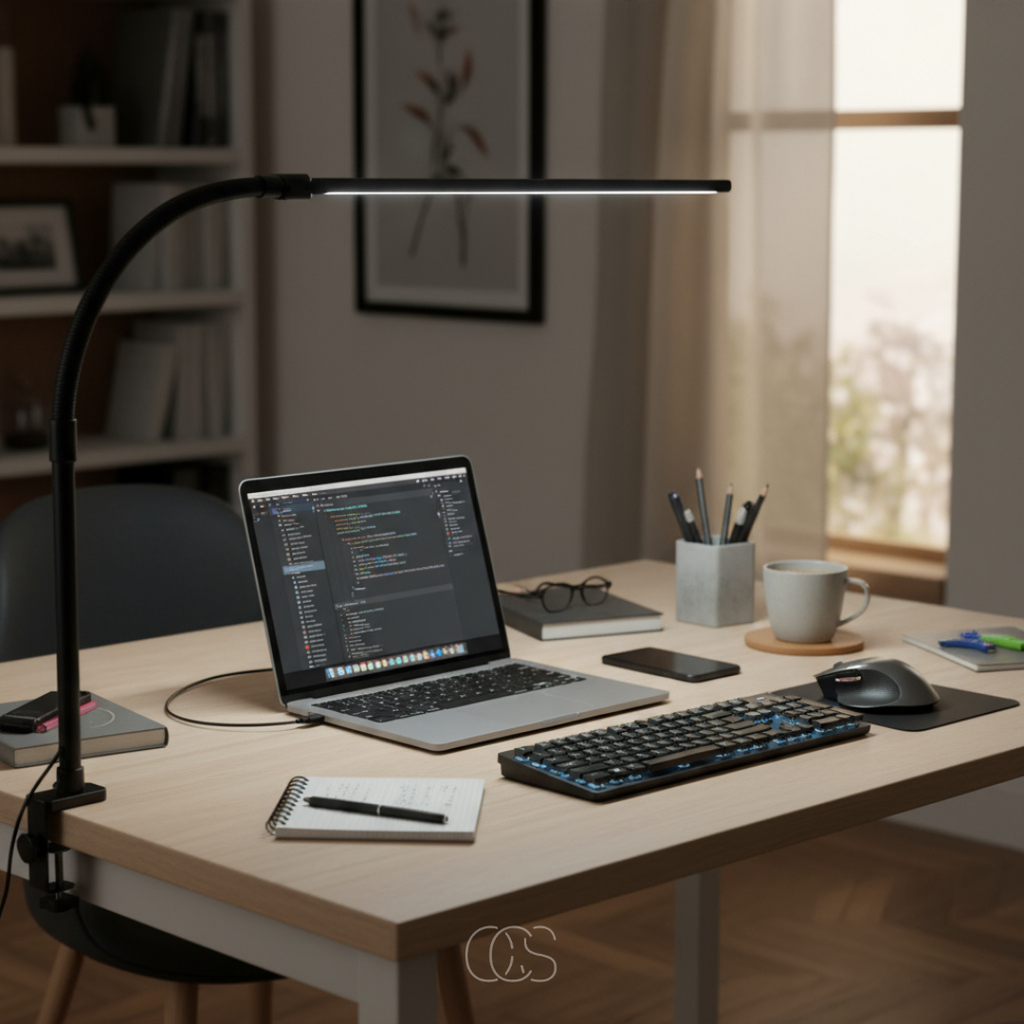 Gooseneck Metal LED Clamp Desk Lamp 3 Light Modes - Image 5