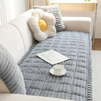 Cosy Sofa Protector Plush Comfort with Elegant Pleated Edges