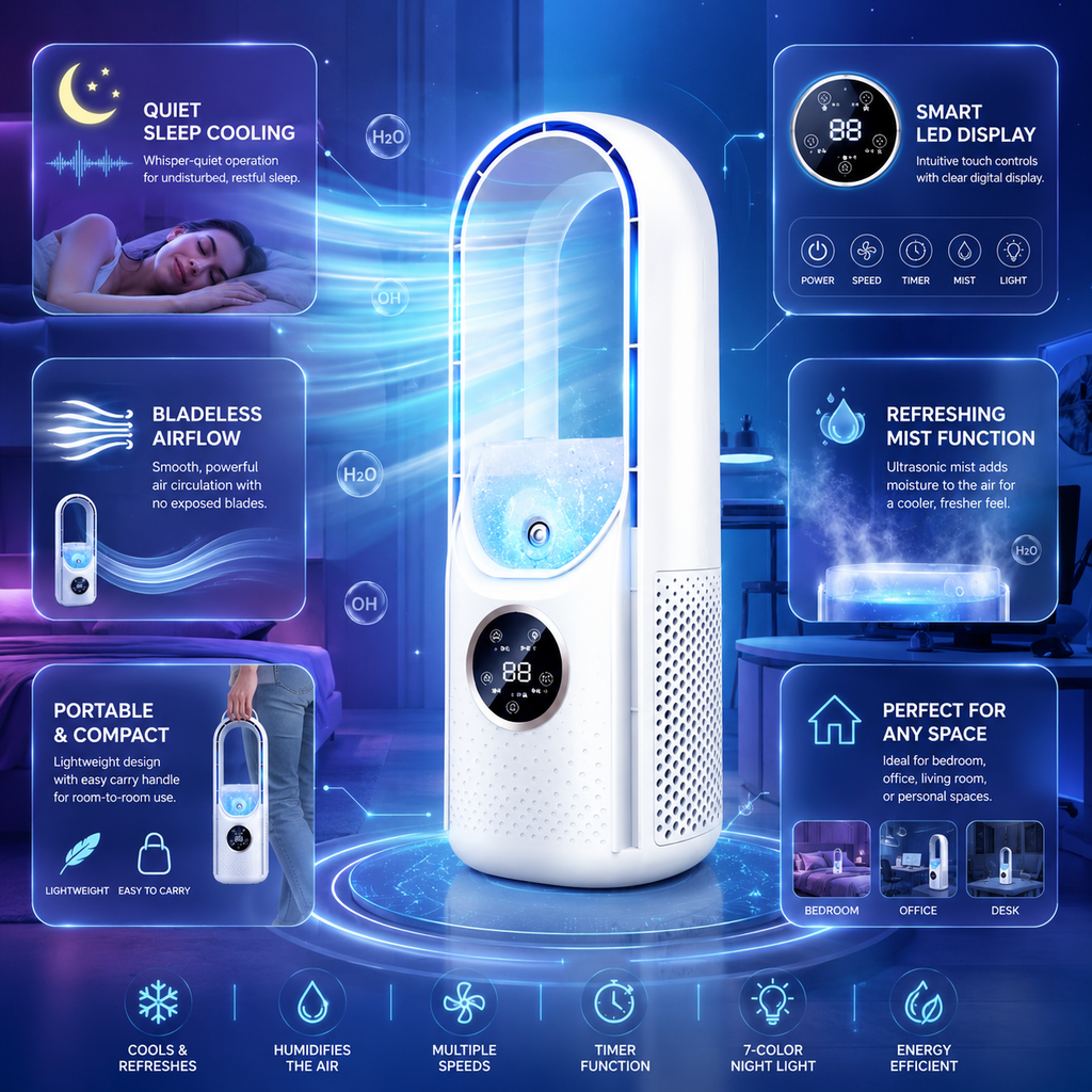 Portable Air Conditioner Quiet Compact Bladeless Cooling - Image 4