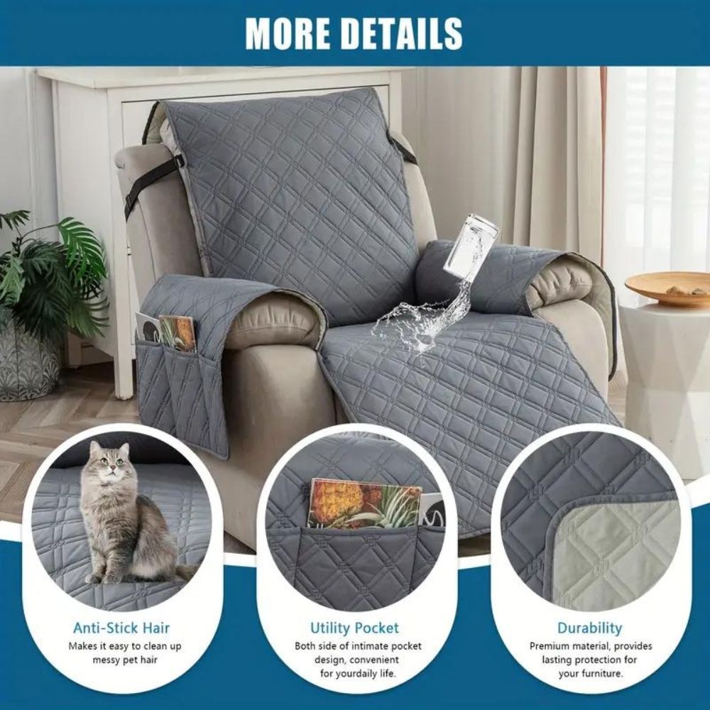 Protective Recliner Slipcover Quilted Comfort with Side Pocket