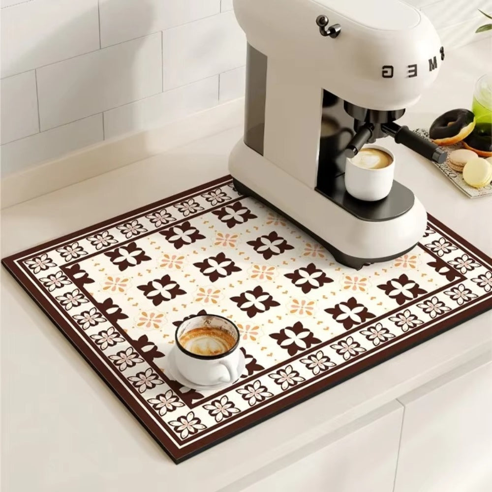 Retro Tile Design Absorbent Coffee Mat - Image 10
