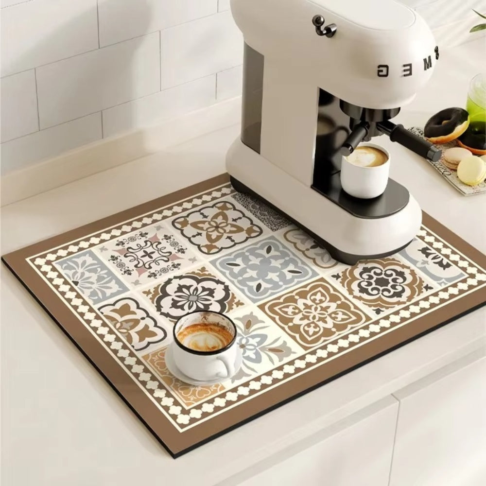 Retro Tile Design Absorbent Coffee Mat - Image 12