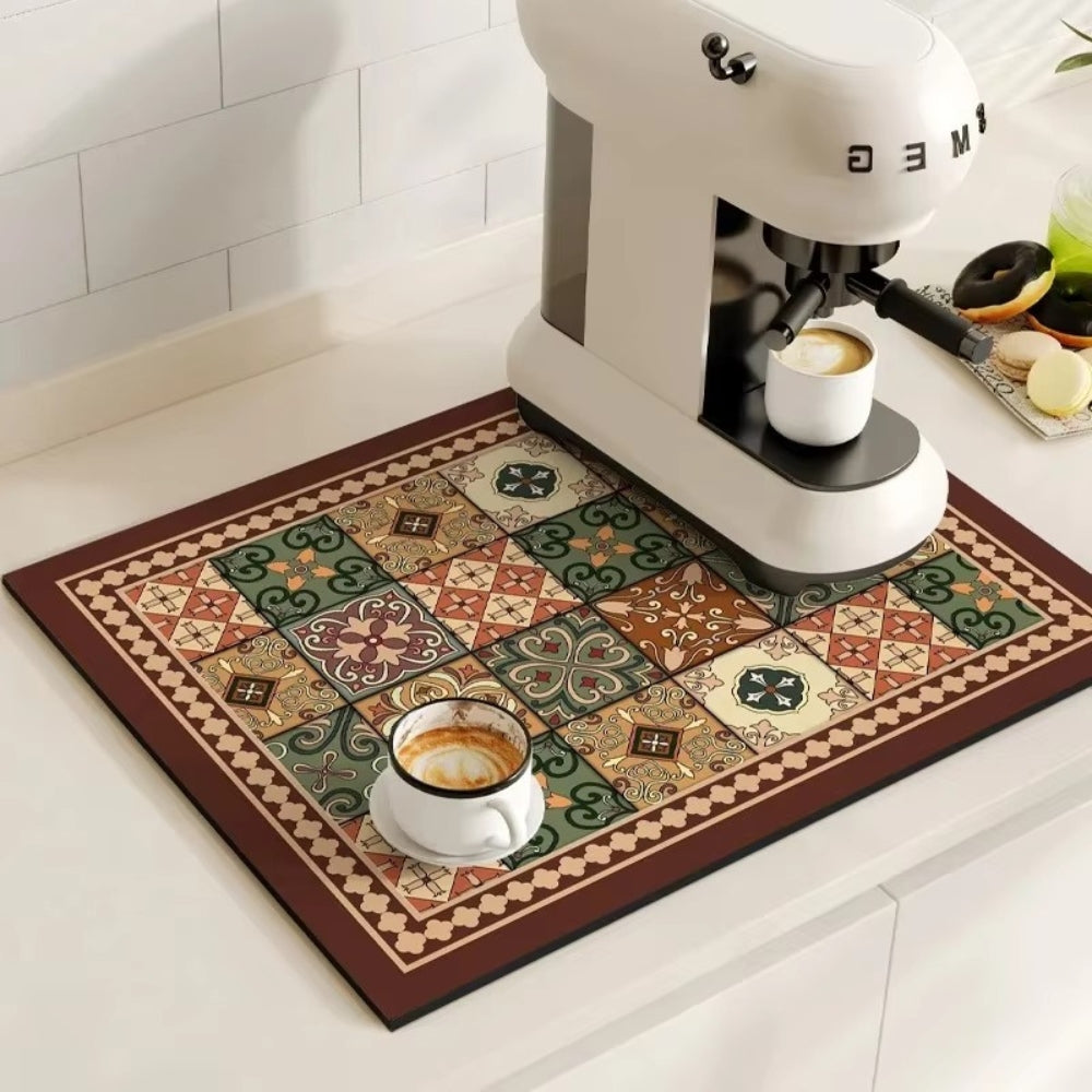 Retro Tile Design Absorbent Coffee Mat - Image 13