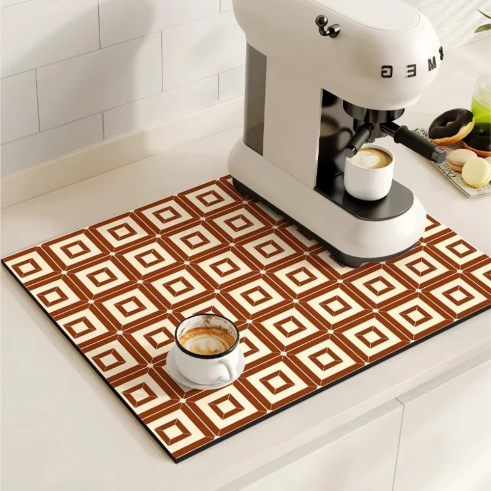 Retro Tile Design Absorbent Coffee Mat - Image 8