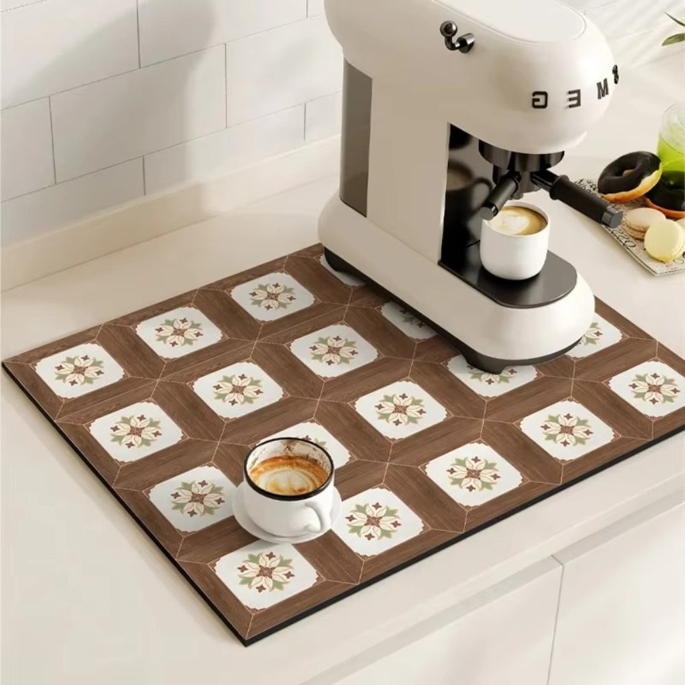 Retro Tile Design Absorbent Coffee Mat - Image 15