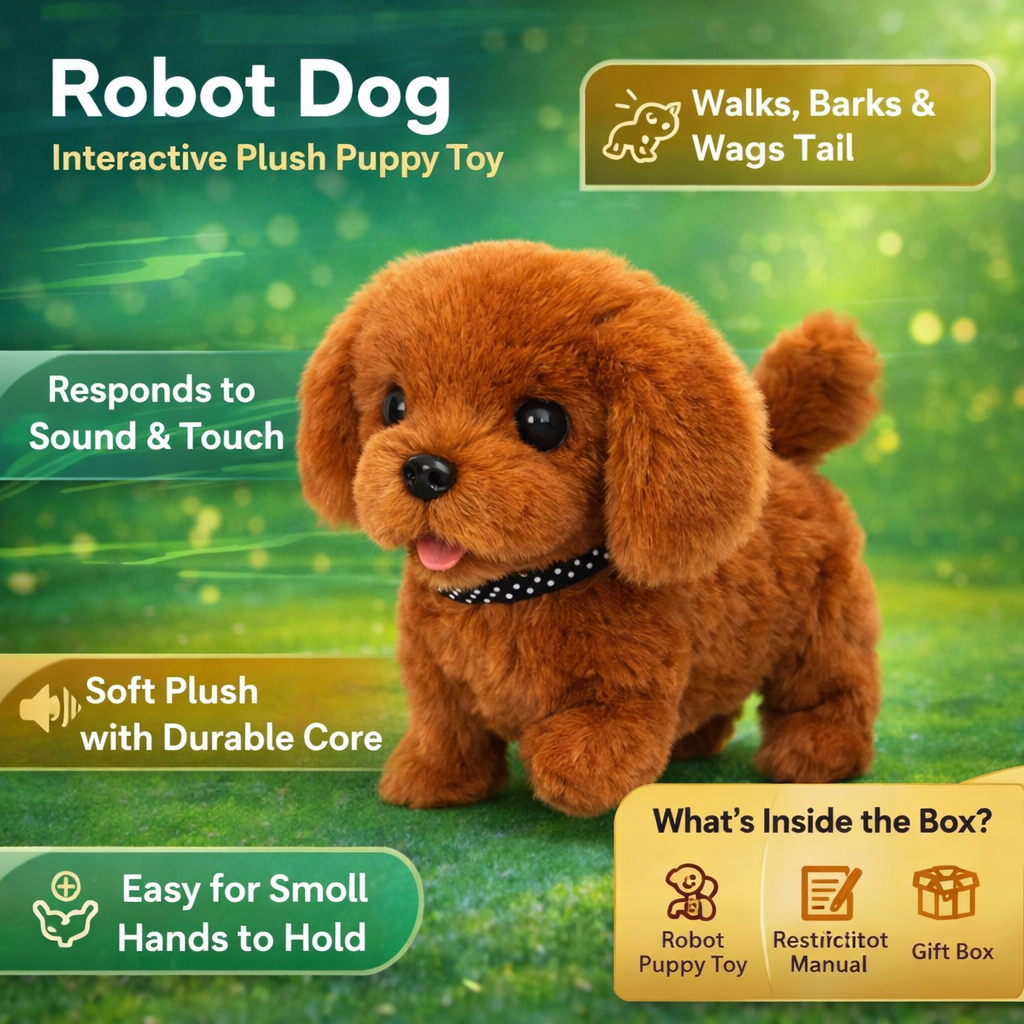 Interactive Robot Dog Toy Walking Barking Tail Wagging Plush Puppy - Image 4