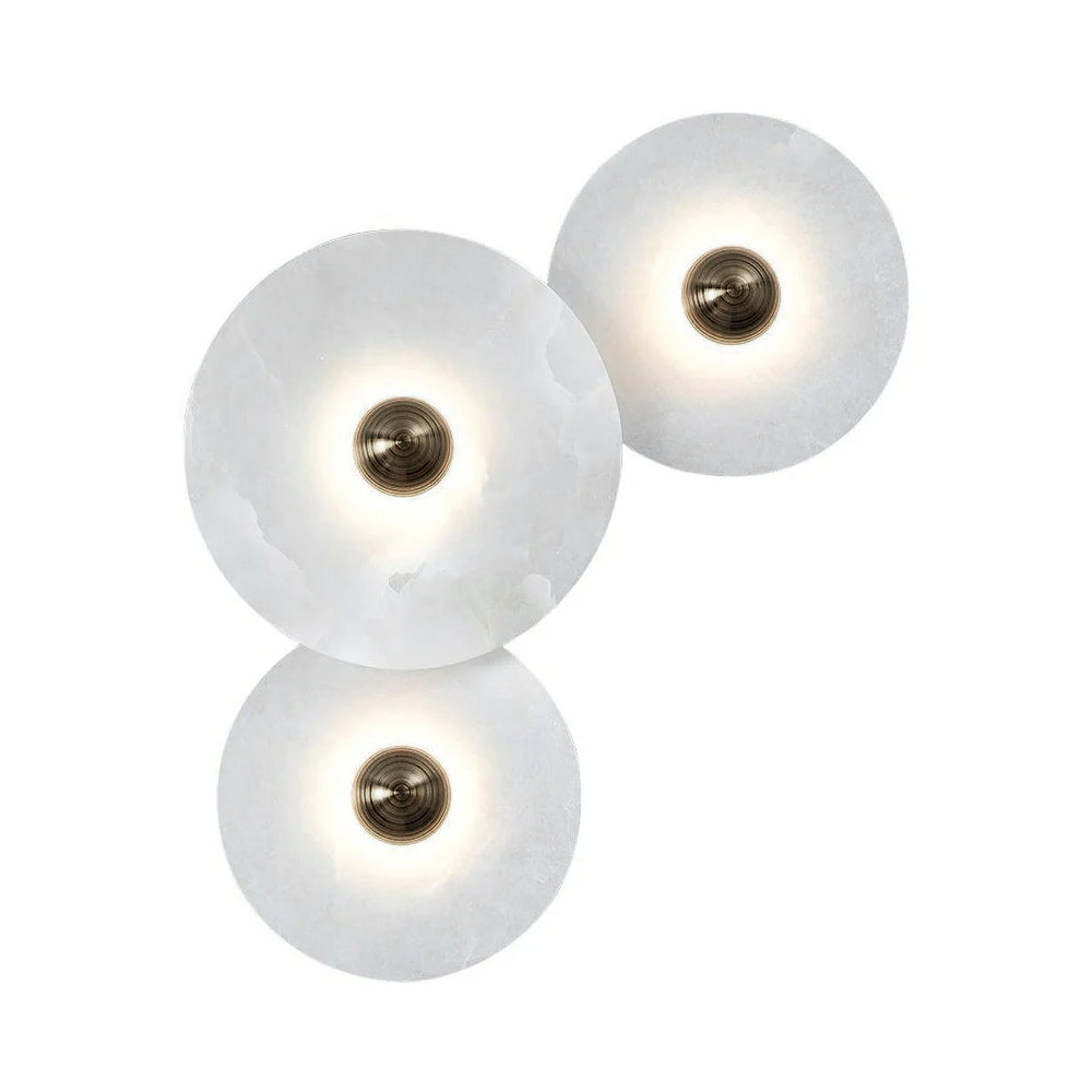 Modern Alabaster Round LED Flush Mount Wall Light