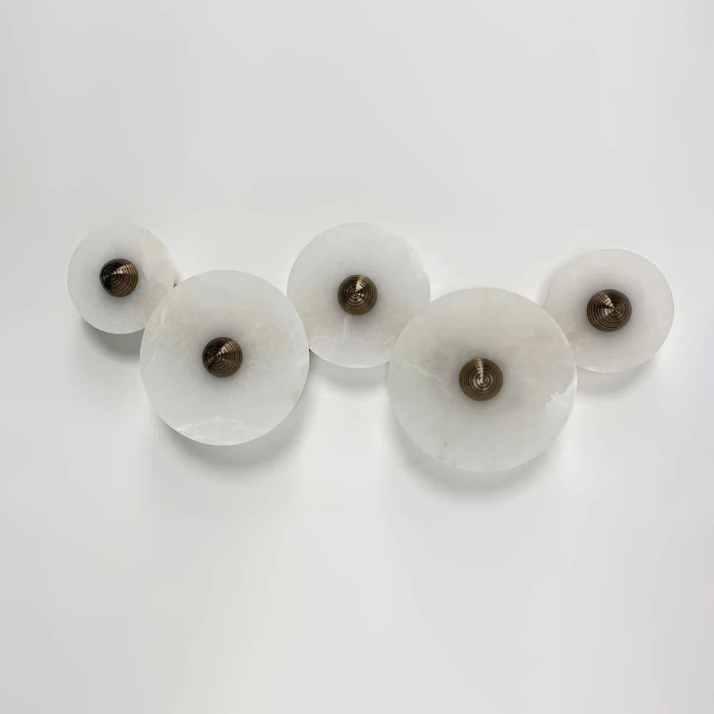 Modern Alabaster Round LED Flush Mount Wall Light