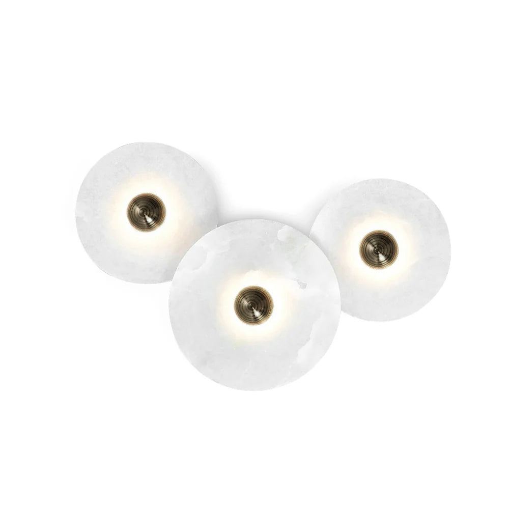 Modern Alabaster Round LED Flush Mount Wall Light