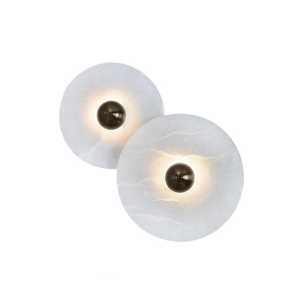 Modern Alabaster Round LED Flush Mount Wall Light