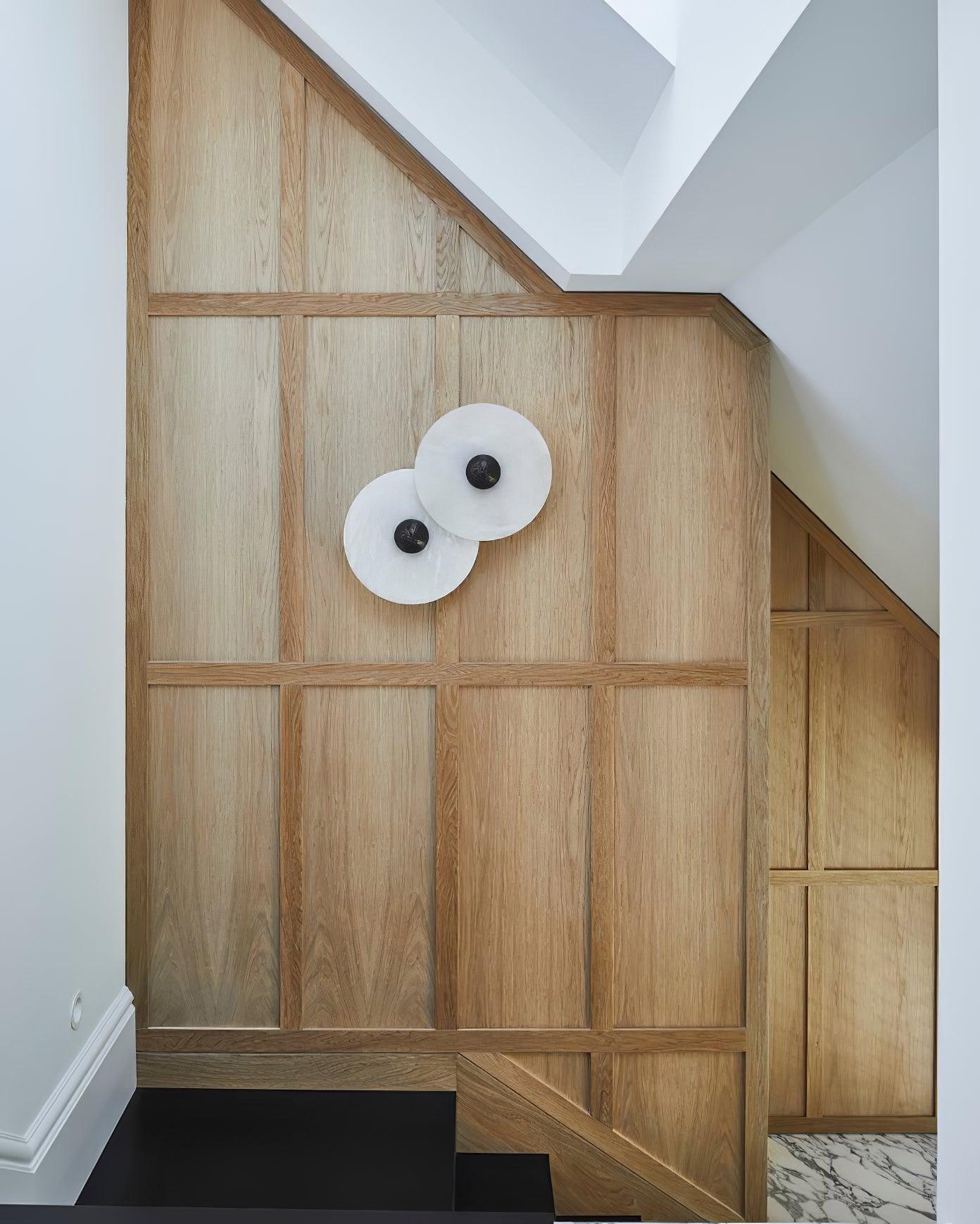 Modern Alabaster Round LED Flush Mount Wall Light