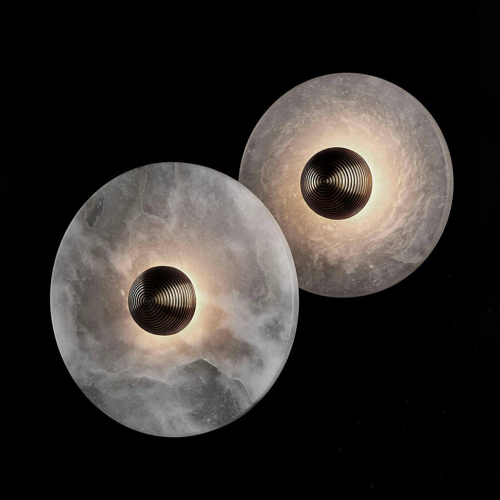 Modern Alabaster Round LED Flush Mount Wall Light