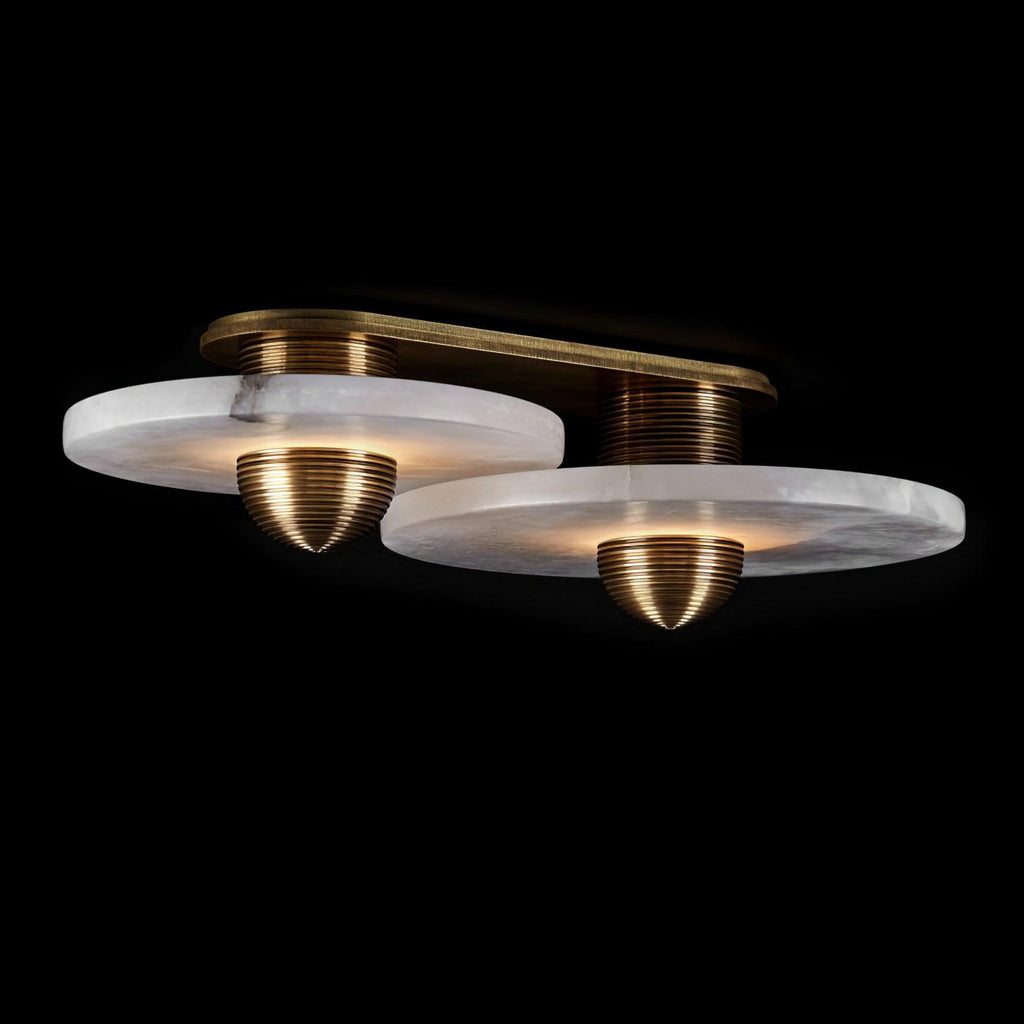 Modern Alabaster Round LED Flush Mount Wall Light
