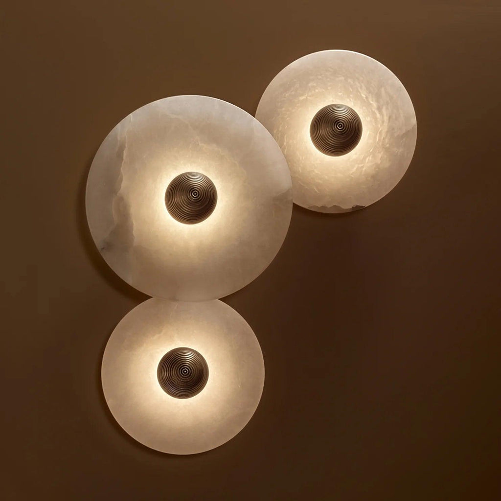 Modern Alabaster Round LED Flush Mount Wall Light