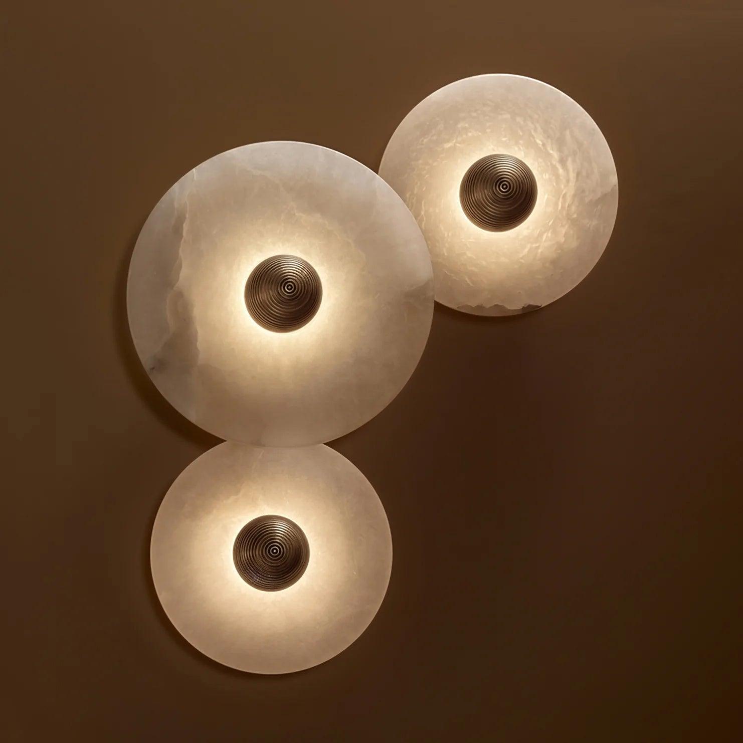 Modern Alabaster Round LED Flush Mount Wall Light