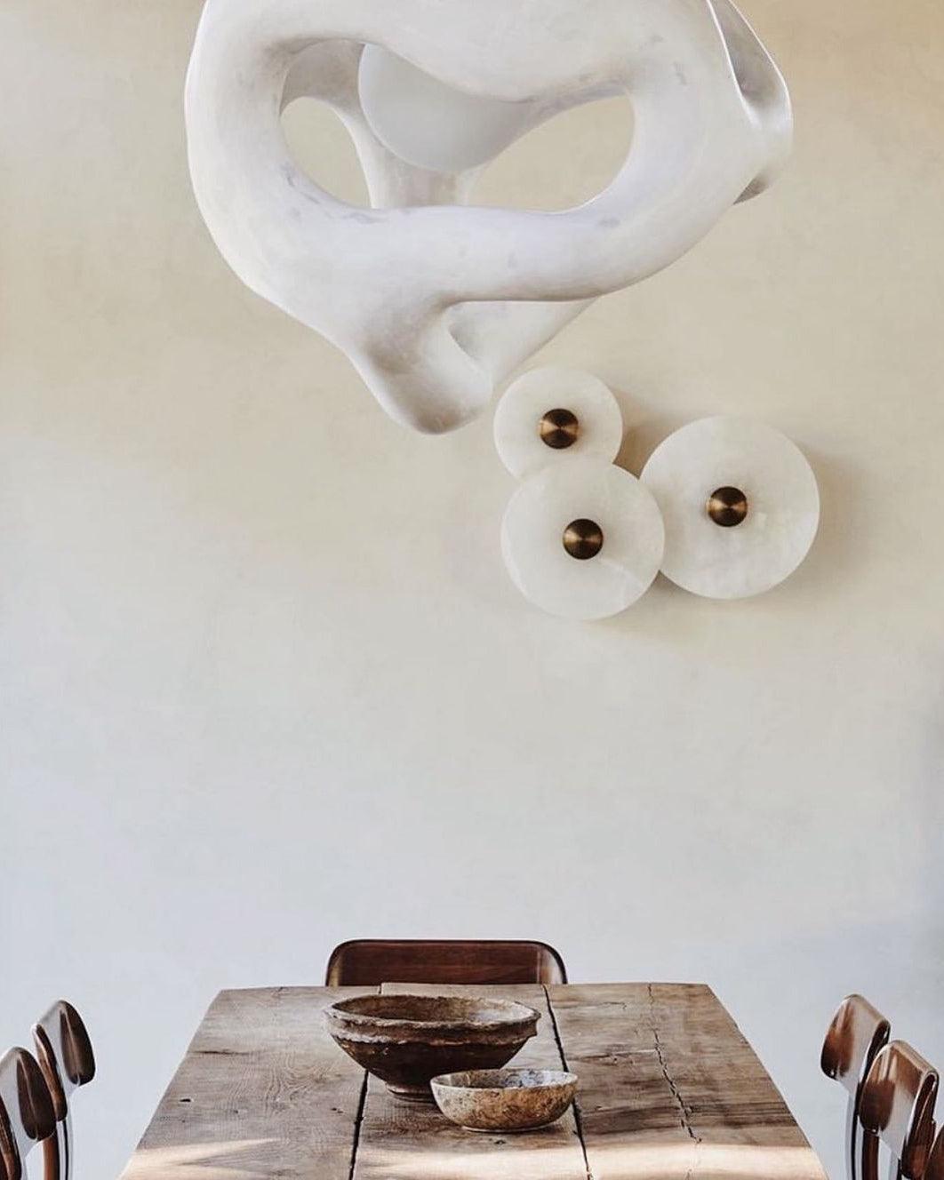 Modern Alabaster Round LED Flush Mount Wall Light