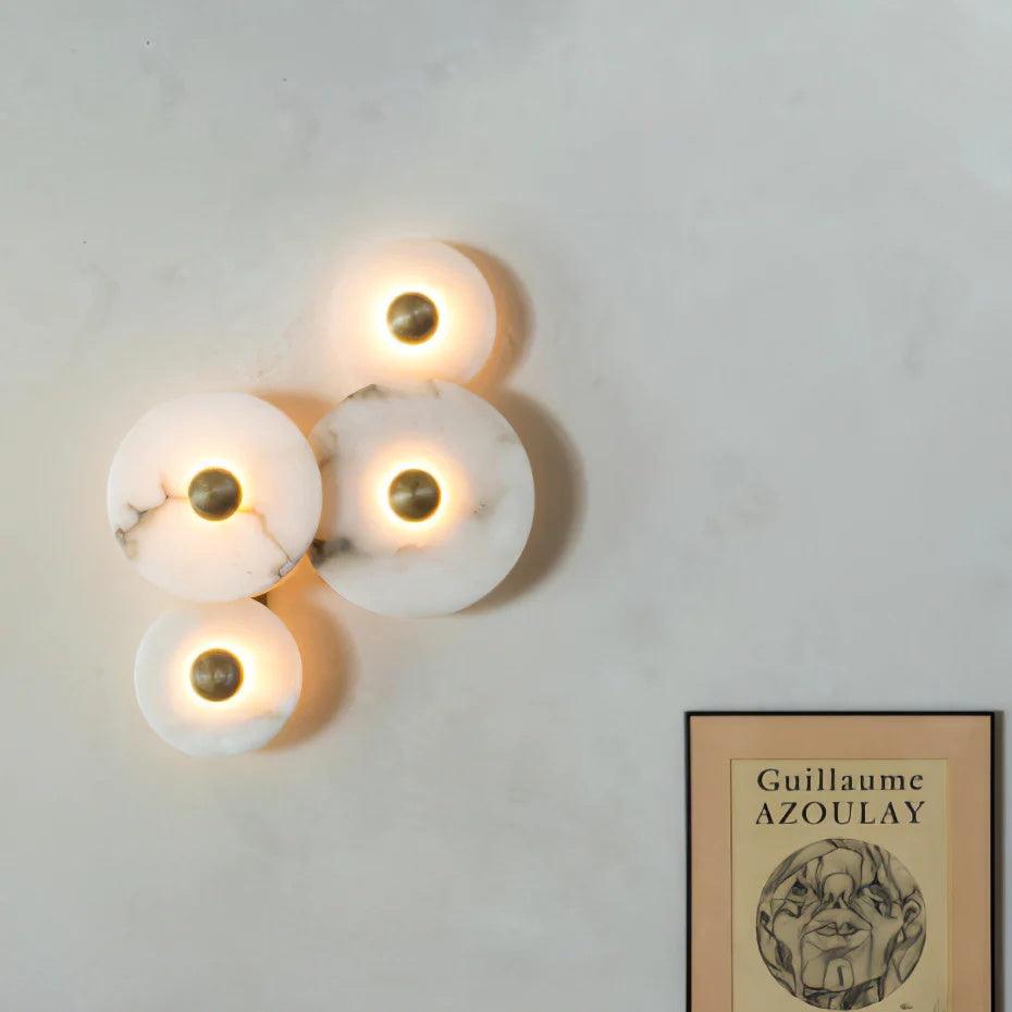 Modern Alabaster Round LED Flush Mount Wall Light
