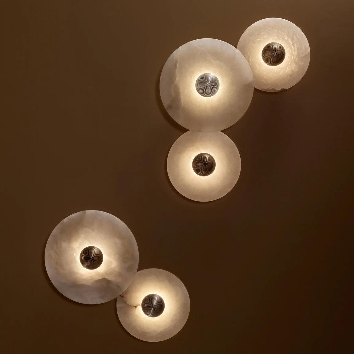 Modern Alabaster Round LED Flush Mount Wall Light
