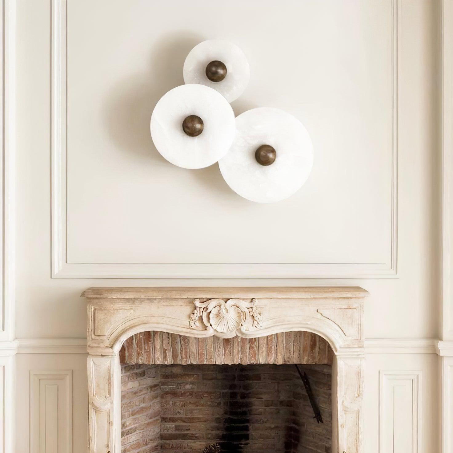 Modern Alabaster Round LED Flush Mount Wall Light