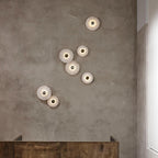 Modern Alabaster Round LED Flush Mount Wall Light
