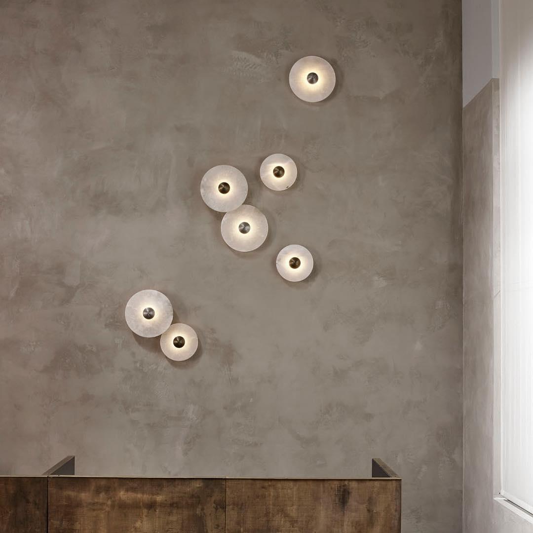 Modern Alabaster Round LED Flush Mount Wall Light